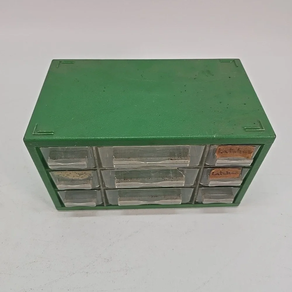 Vintage 9 Drawer Green Storage Parts‎ Bin Organizer